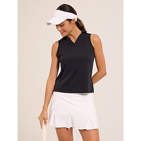 Women's Golf Polo Shirt Black Sleeveless Shirt Ladies Golf Attire Clothes Outfits Wear Apparel